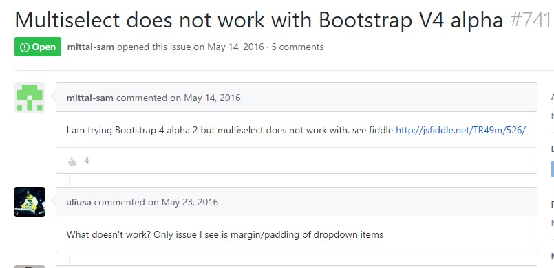 Multiselect does not  function with Bootstrap V4 alpha