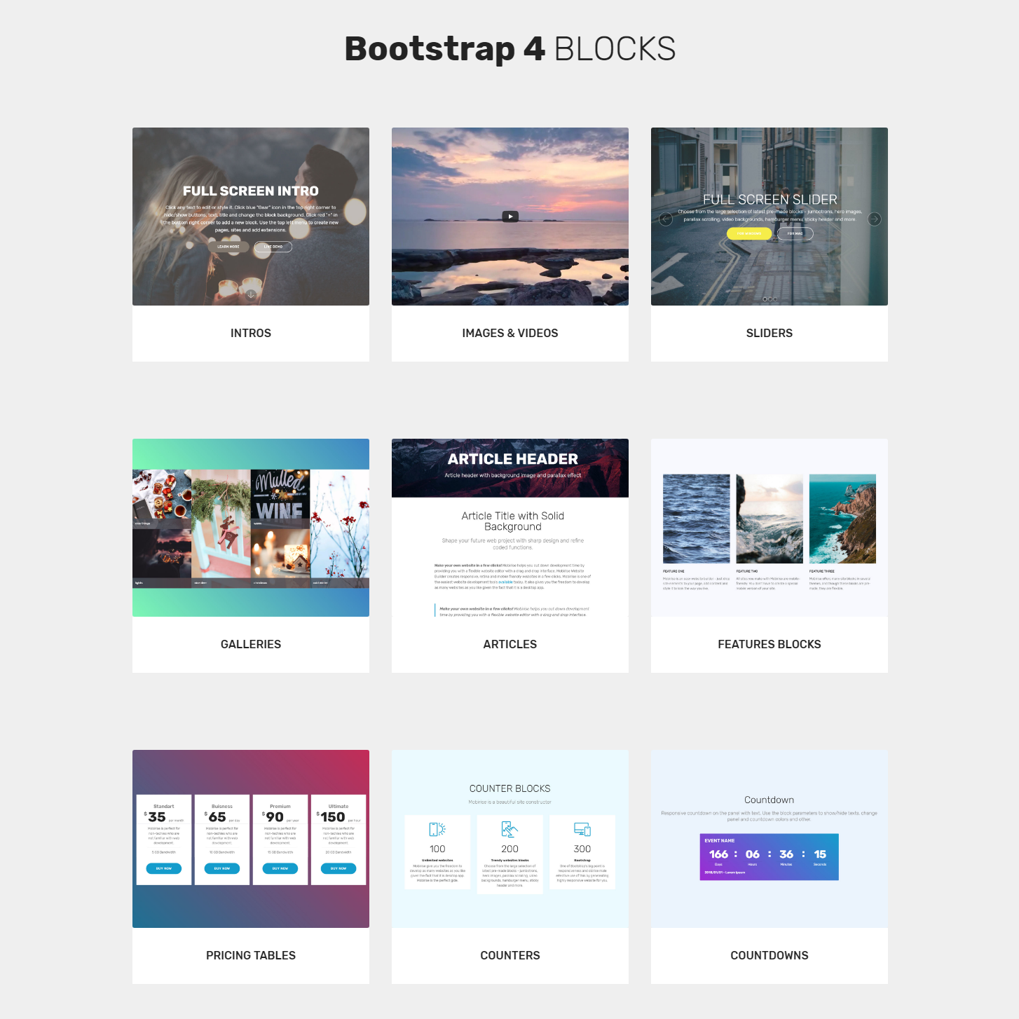 HTML Bootstrap 4 blocks  Templates